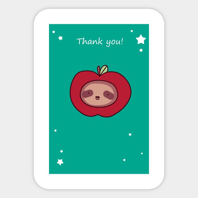 Thank You - Sloth Apple Face Sticker by saradaboru